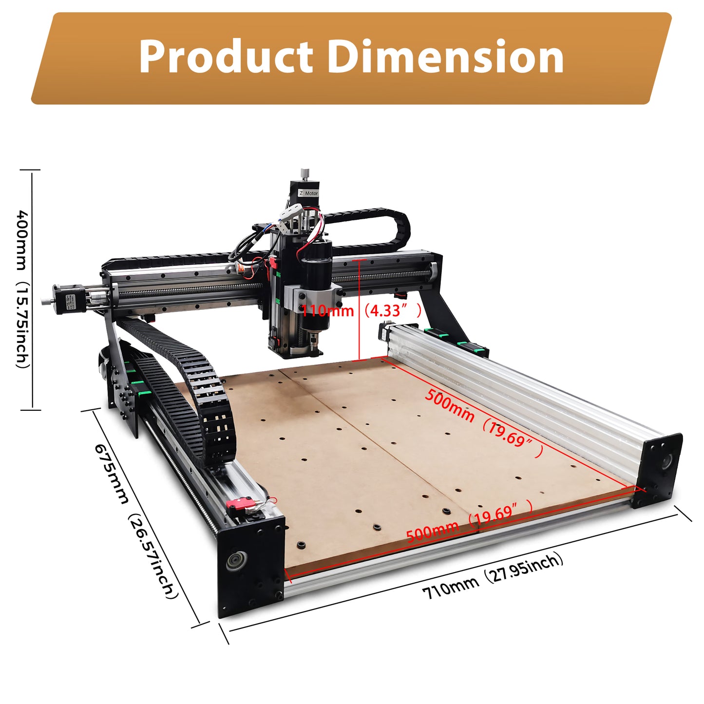 Axicreat CNC Router Machine 5050, 500W Power Spindle, Linear Rails, Ball Screw Drive, 3-Axis Cnc Milling Machine for Wood Metal Nylon Acrylic MDF, Working Area 500 x 500 x 110mm (19.7'' x 19.7'' x 4.3'')